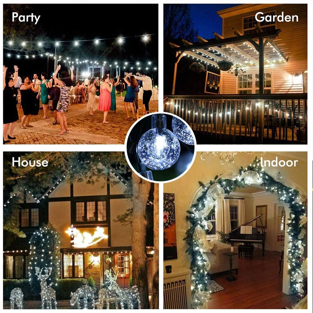 Garden Outdoor Edison Bulb Globe Waterproof Connectable Serial Solar LED String Lights Christmas Light for Patio Holiday Garland