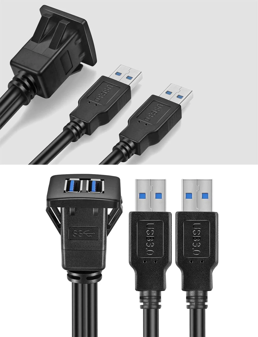 Type C 3.1 and USB 3.0 Car Mount Flush Cable