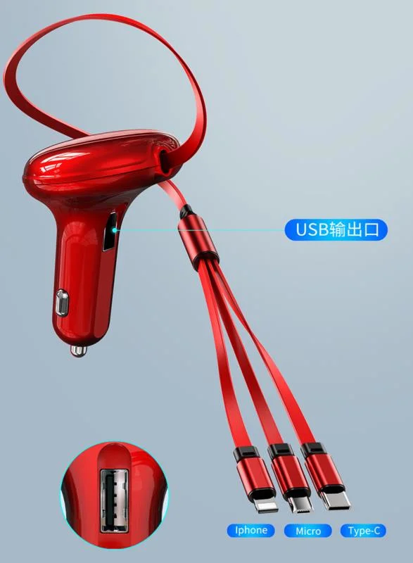 Car Phone Charger Fast Charging Plug 4in1 Telescopic USB Cable