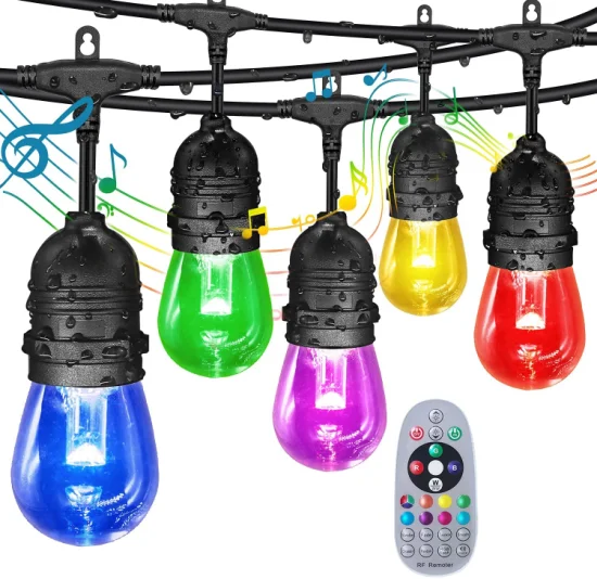 RGBW S14 Filament LED Bulbs Romote Control Music Color Changing Edison Vintage Hanging Outdoor String Lights for Garden Party Holiday Christmas with CE RoHS ETL