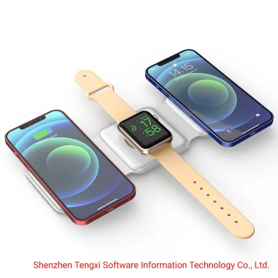 Triple Fold Magnetic Wireless Charger for Smart Phone Smart Watch and Tws